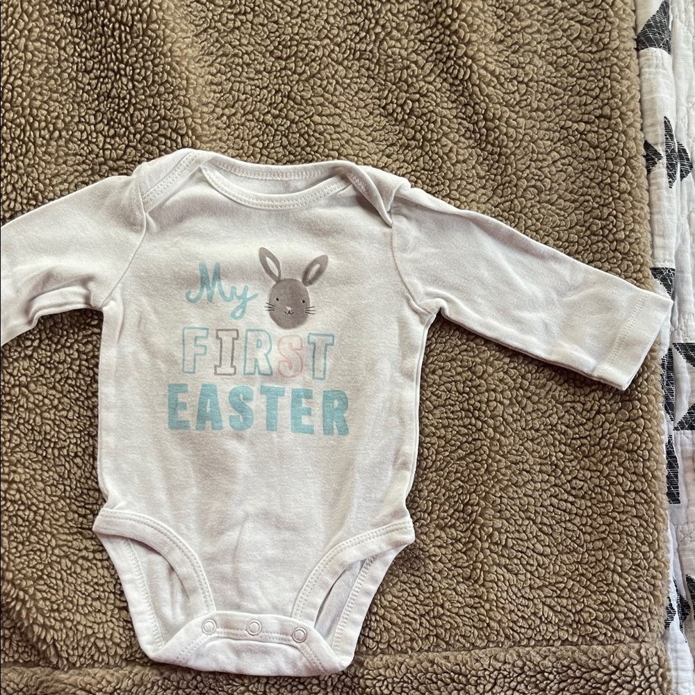 Carter's White and Blue Easter Bunny Bodysuit